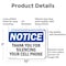 Signmission Thank You For Silencing Cell Phone, 10 in W x Rectangle, Aluminum OS-2PACK-NS-A-710-L-16651 - alternate 5